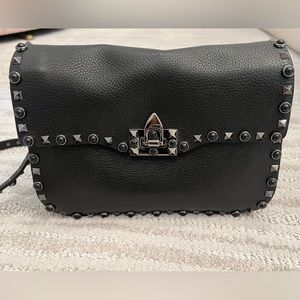 Valentino Rock Stud Flap Bag in Black